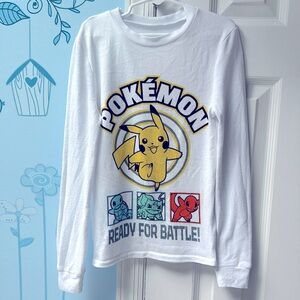 Pokemon Nintendo Game Freak White "Ready For Battle" Crewneck Tee Kids Size 10 !